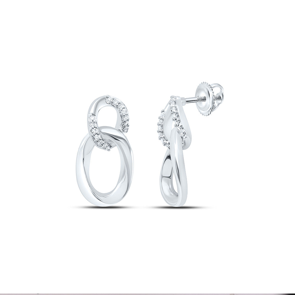 Sterling Silver White-Tone 1/6 Ctw Natural Diamond Earring