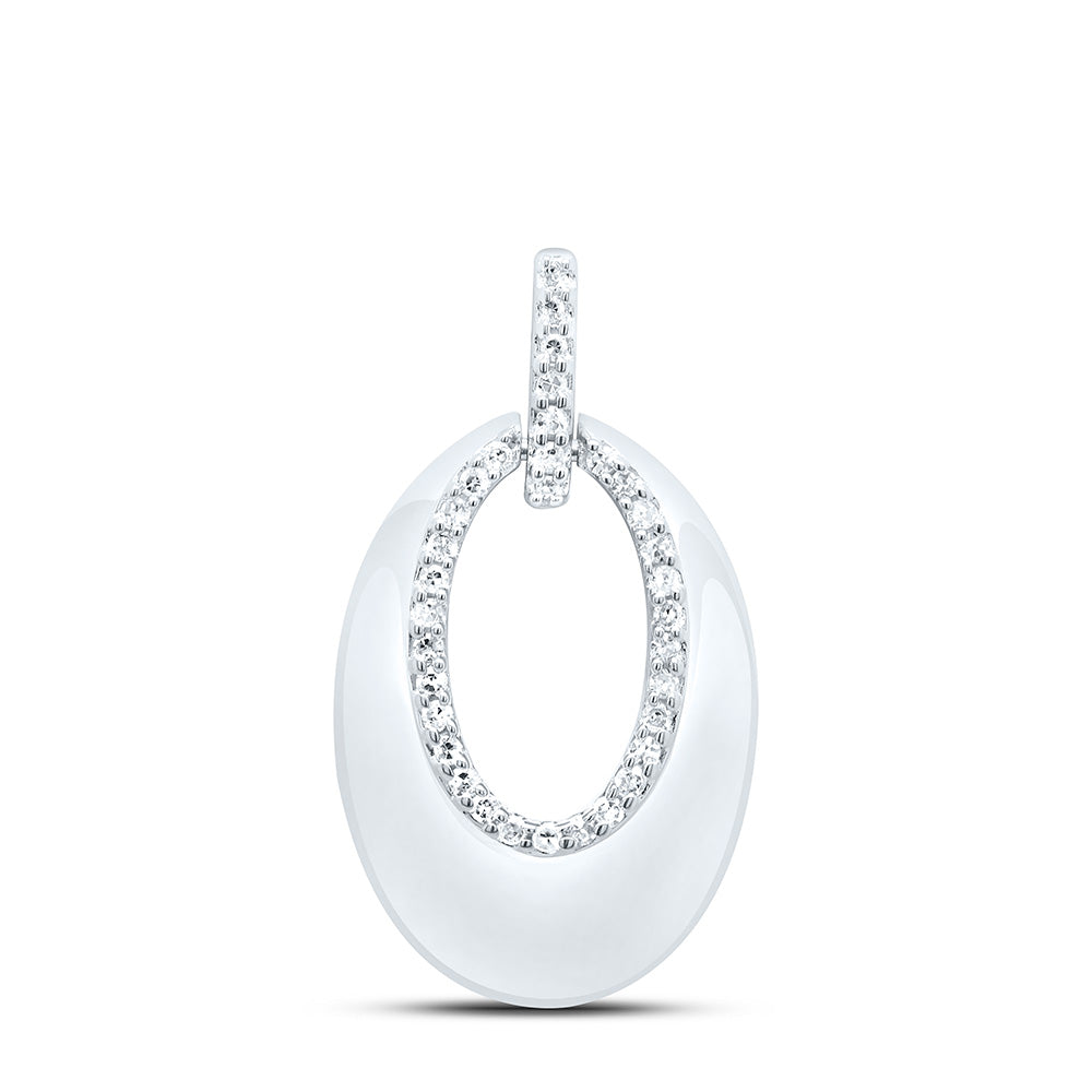 Sterling Silver White-Tone 1/6 Ctw Natural Diamond Pendant
