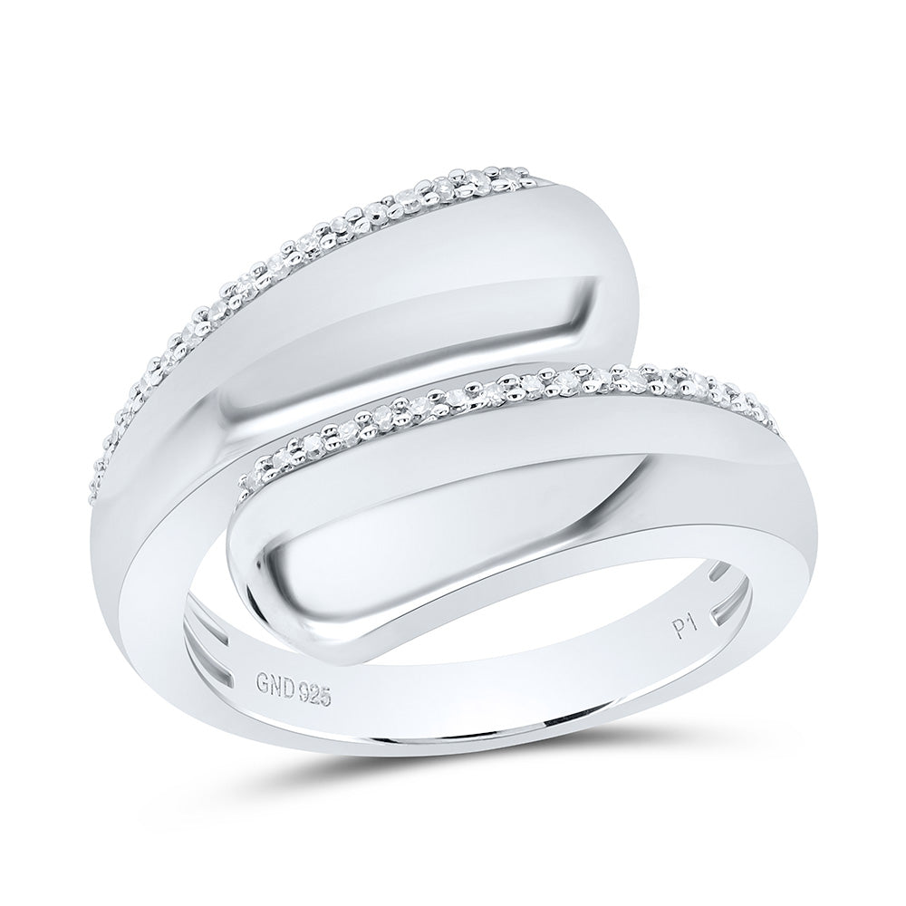 Sterling Silver White-Tone 1/8 Ctw Natural Diamond Ring, Womens Size: 5-9