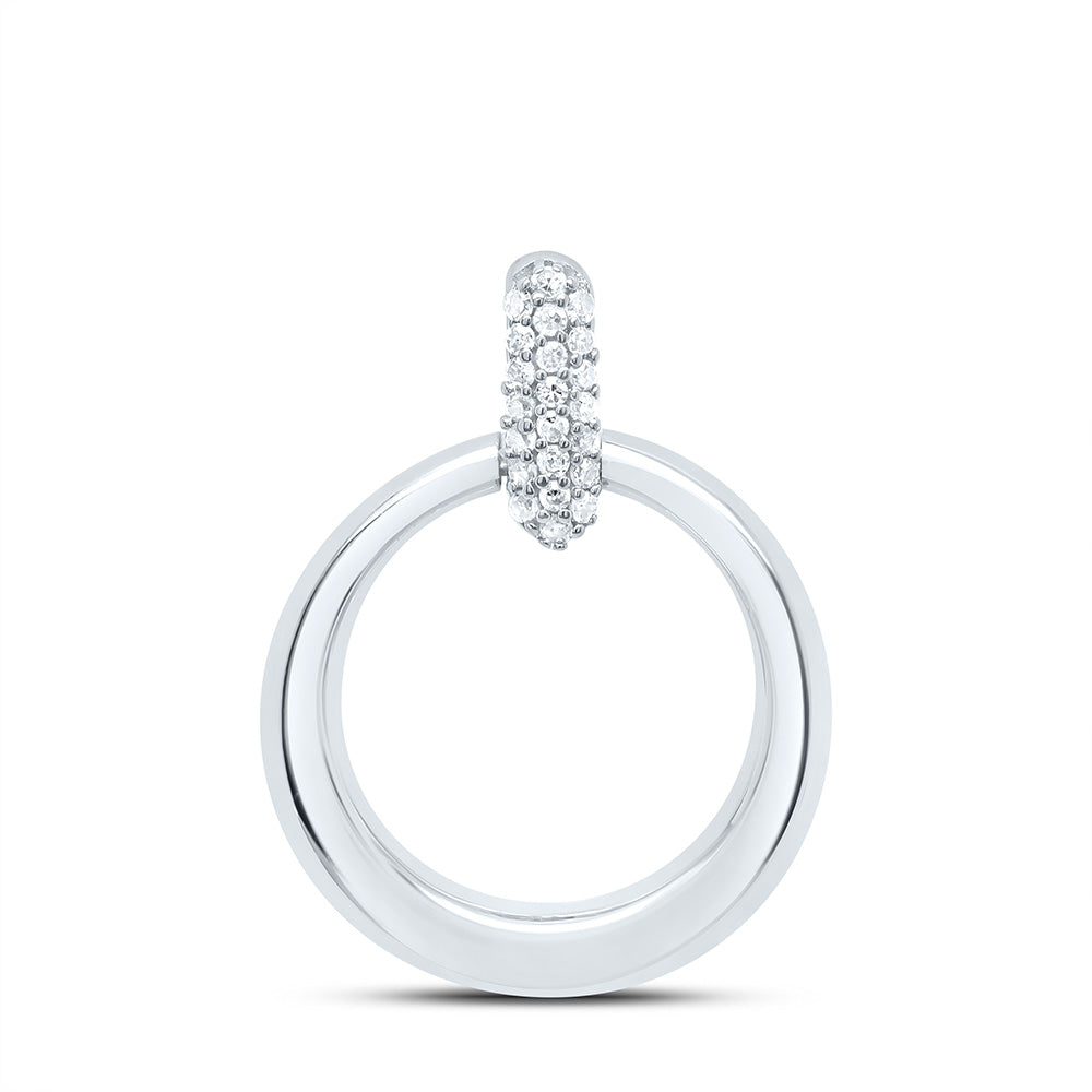 Sterling Silver White-Tone 1/10 Ctw Natural Diamond Round Pendant