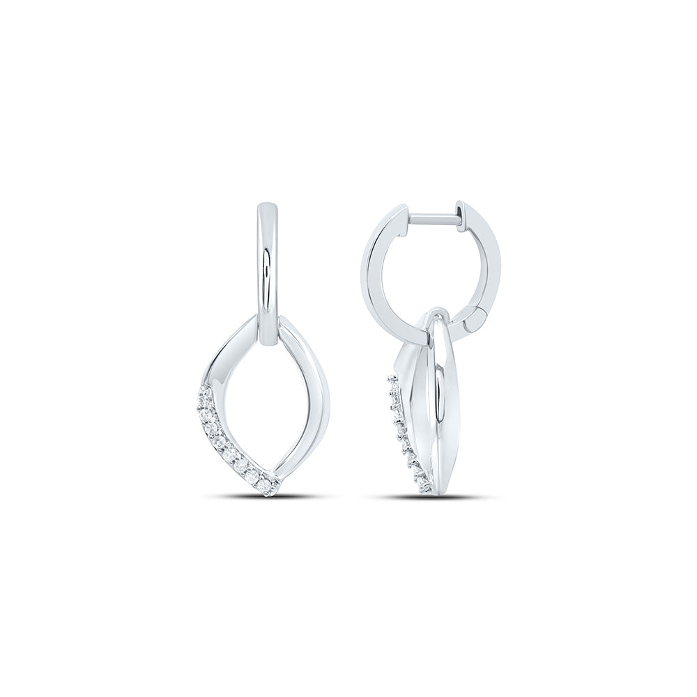 Sterling Silver White-Tone 1/8 Ctw Natural Diamond Hoop Earring