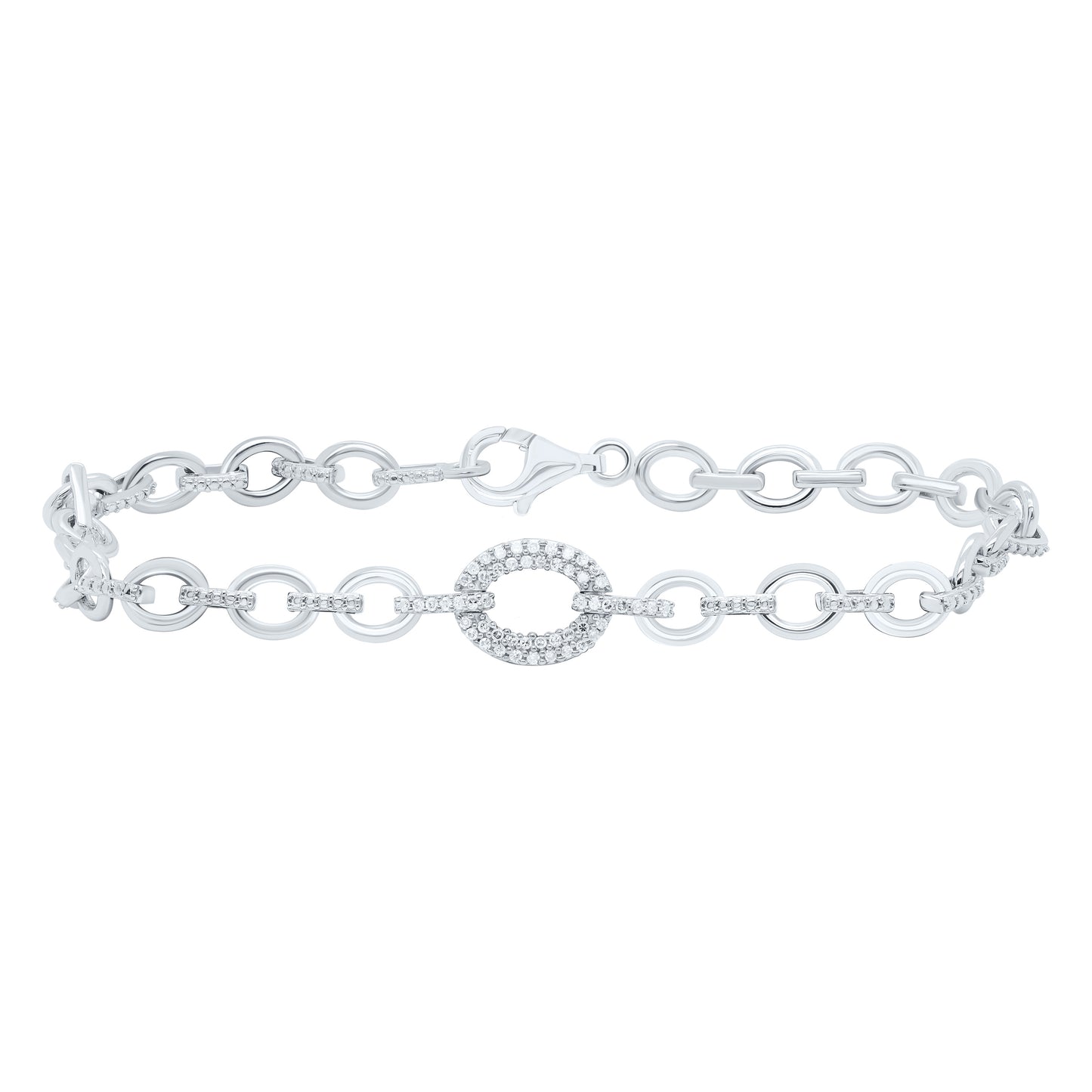 Sterling Silver White-Tone 1/5 Ctw Natural Diamond Bracelet (7 Inch)