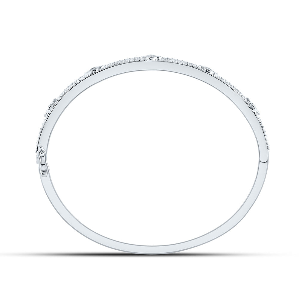 14K Yellow Or White Gold 2 1/2Cttw Natural Diamond Fashion Clover Bangle (60X48Mm)