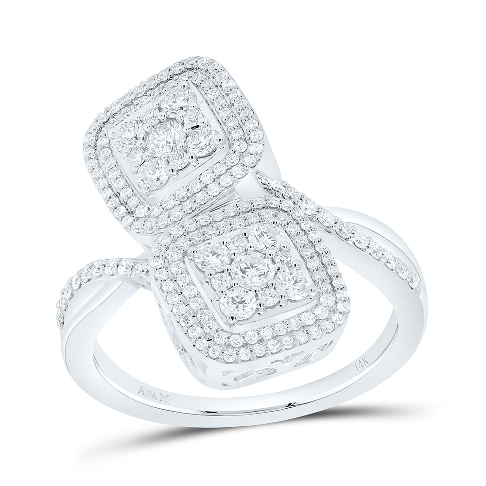 14K Yellow or White Gold 3/4 Ctw Natural Diamond Fashion Cushion Ring, Womens Size: 5-9
