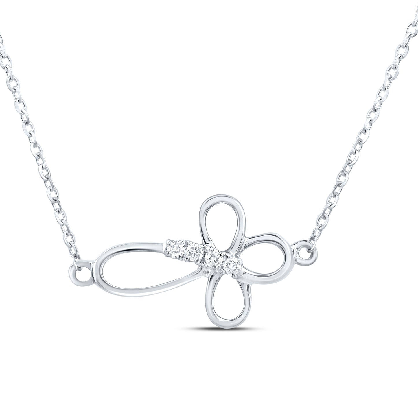 10K Yellow or White Gold 0.032 Ctw Natural Diamond Fashion Cross Necklace (18 Inch)
