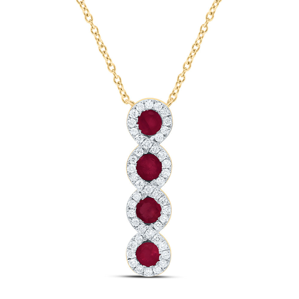 14K Yellow or White Gold 1/6 Ctw Diamond Round Natural Gem Necklace (18 Inch)
