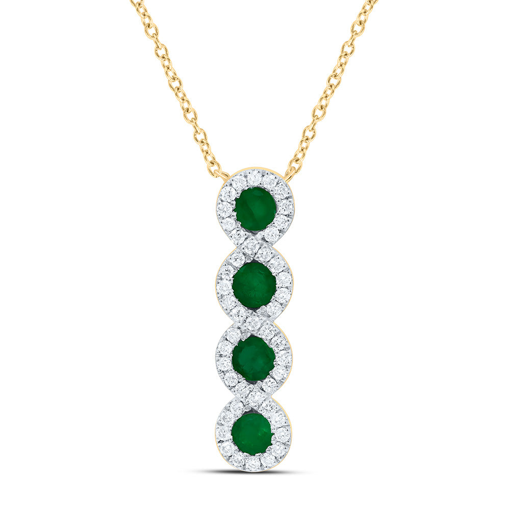 14K Yellow or White Gold 1/6 Ctw Diamond Round Natural Gem Necklace (18 Inch)