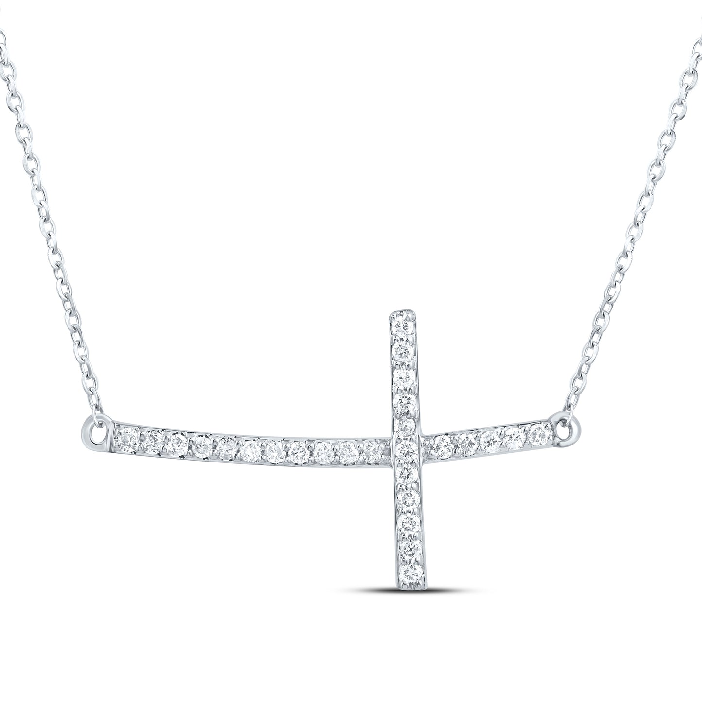 10K Yellow or White Gold 1/5 Ctw Natural Diamond Fashion Cross Necklace (18 Inch)