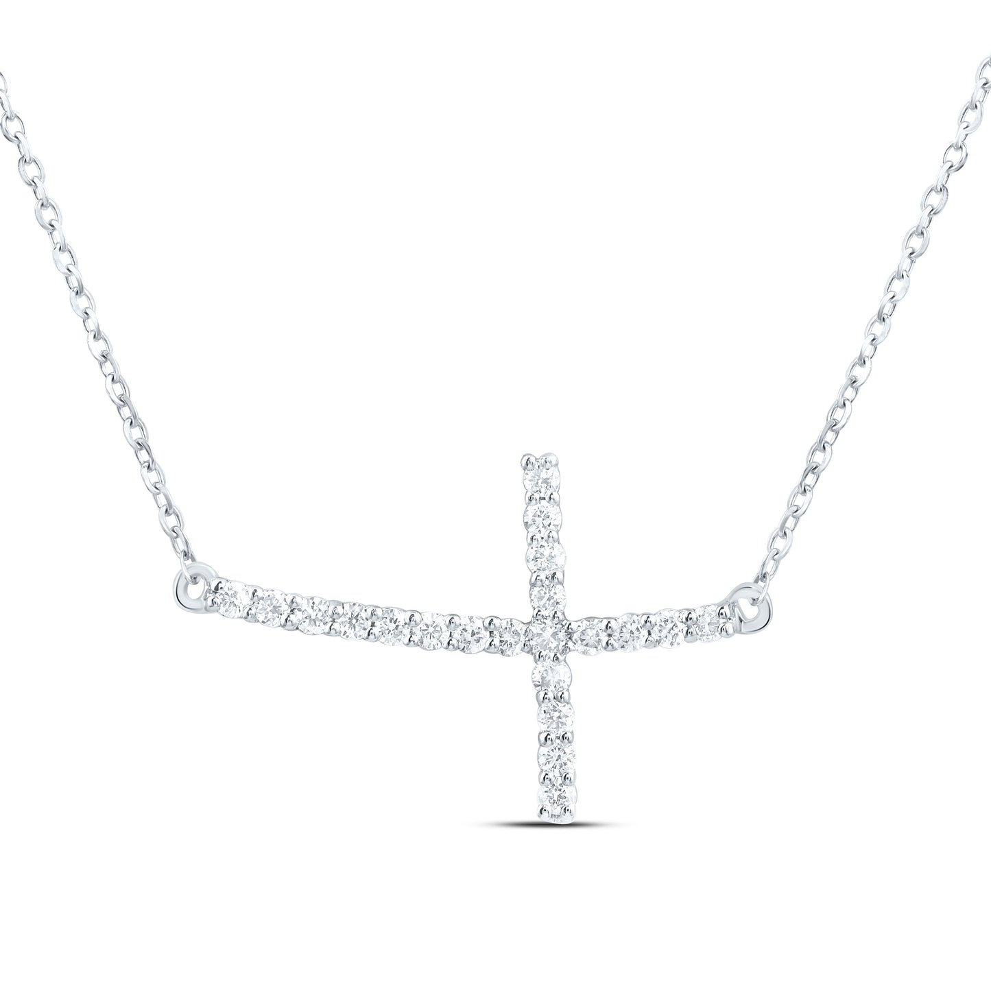 10K Yellow or White Gold 1/5 Ctw Natural Diamond Fashion Cross Necklace (18 Inch)