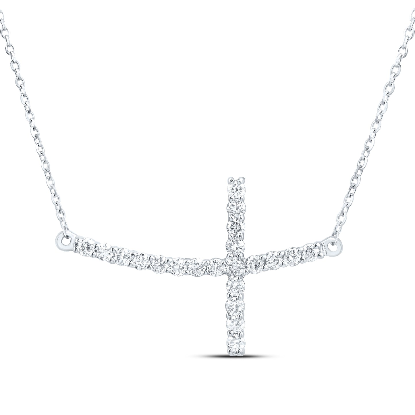 10K Yellow or White Gold 1/2 Ctw Natural Diamond Fashion Cross Necklace (18 Inch)