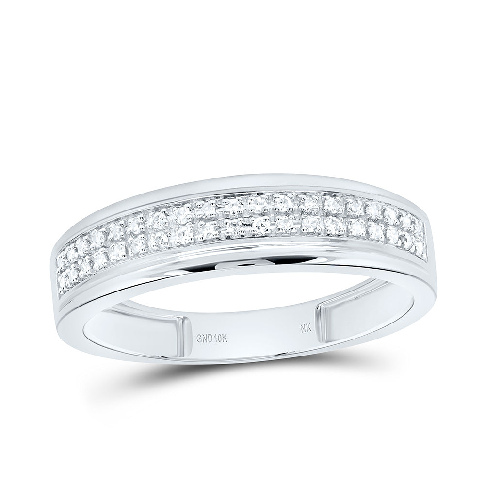 10K Yellow or White Gold 3/8 Ctw Natural Diamond Fashion Emerlad Trio Set, Womens Size: 5-9, Mens Size: 8-12