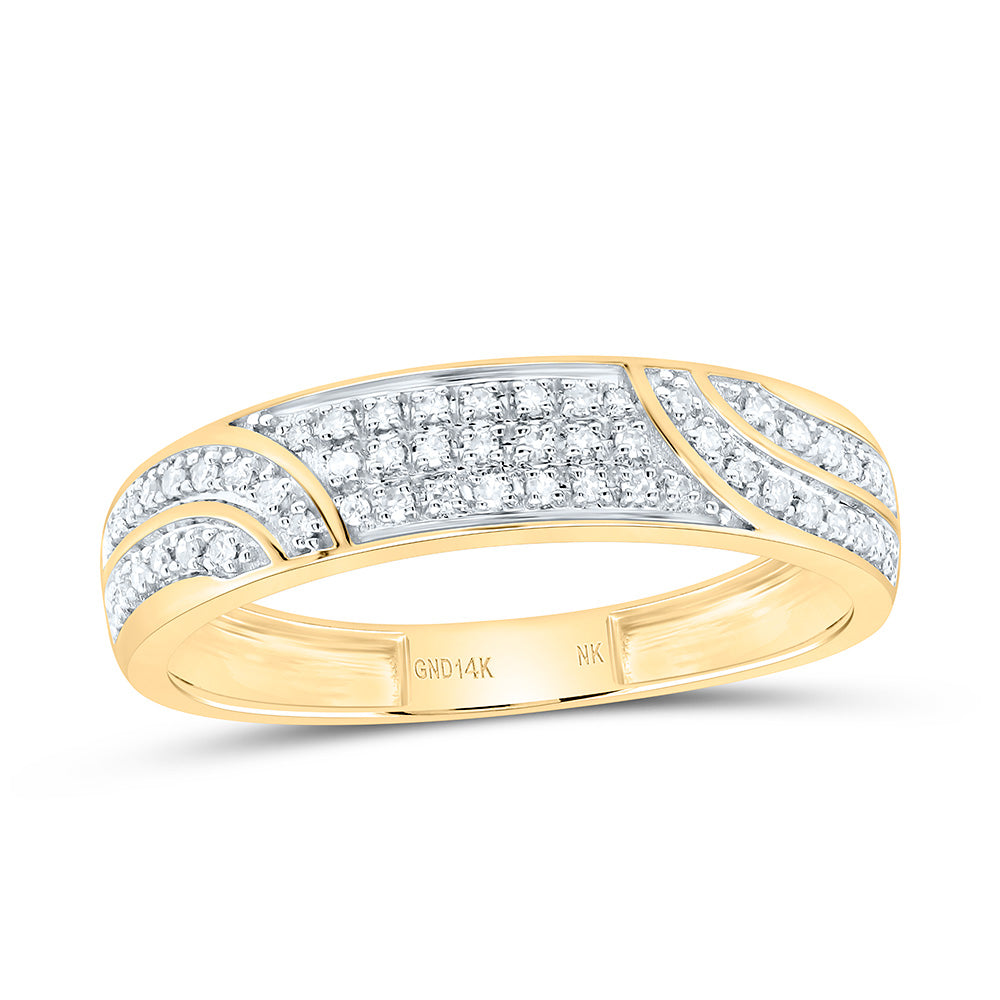 14K Yellow Gold 5/8 Ctw Natural Diamond Fashion Heart Trio Set, Womens Size: 5-9, Mens Size: 8-12