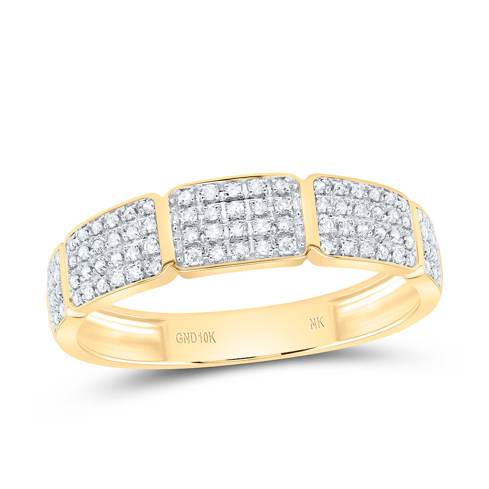 10K Yellow or White Gold 7/8 Ctw Natural Diamond Fashion Cushion Trio Set, Womens Size: 5-9, Mens Size: 8-12