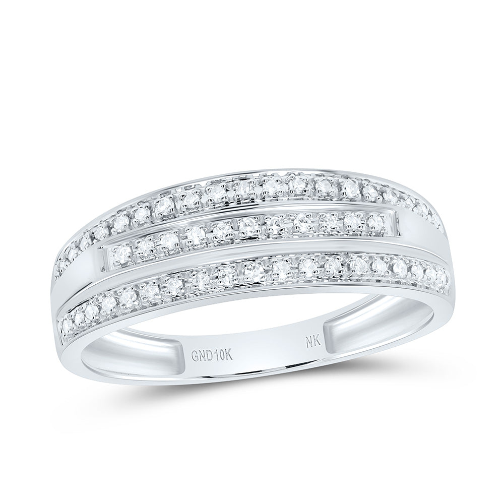10K Yellow or White Gold 3/4 Ctw Natural Diamond Fashion Round Trio Set, Womens Size: 5-9, Mens Size: 8-12