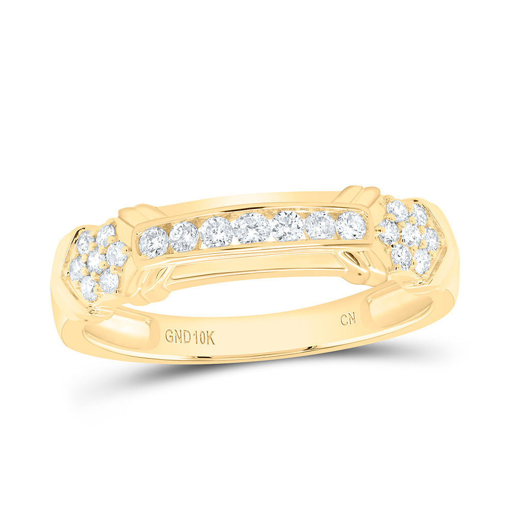 10K Yellow Gold 1/3 Ctw Natural Diamond Fashion Mens Band, Mens Size: 8-12