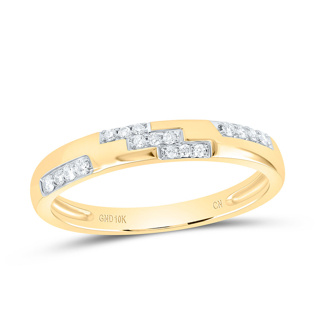 10K Yellow Gold 5/8 Ctw Natural Diamond Fashion Cushion Trio Set, Womens Size: 5-9, Mens Size: 8-12