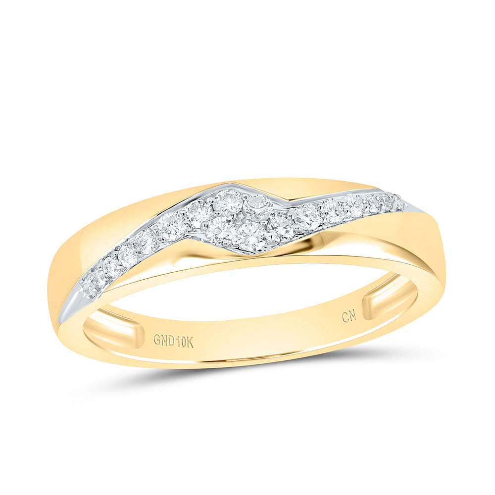 10K Yellow or White Gold 3/4 Ctw Natural Diamond Fashion Emerald Trio Set, Womens Size: 5-9, Mens Size: 8-12