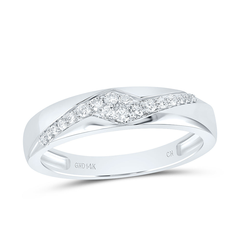 14K White Gold 3/4 Ctw Natural Diamond Fashion Emerald Trio Set, Womens Size: 5-9, Mens Size: 8-12