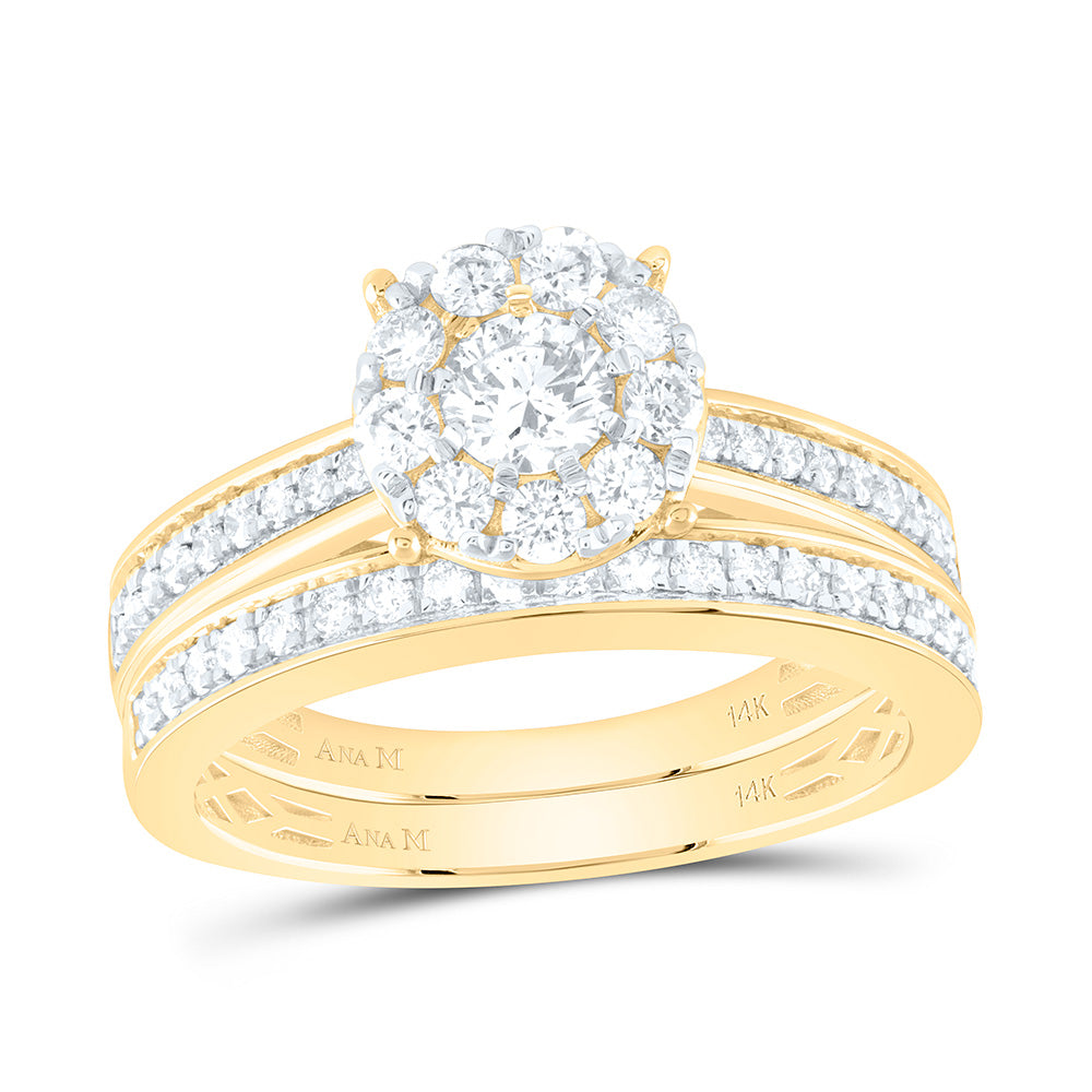 14K Yellow or White Gold 1 3/4 Ctw Natural Diamond 1/4 Ct-Crd, Round Trio Set, Womens Size: 5-9, Mens Size: 8-12
