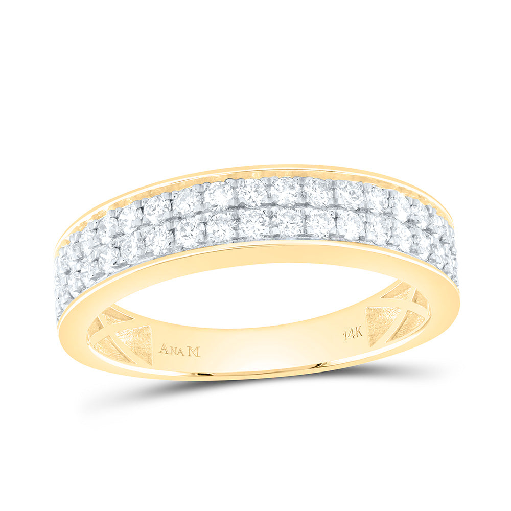 14K Yellow or White Gold 1 3/4 Ctw Natural Diamond 1/4 Ct-Crd, Round Trio Set, Womens Size: 5-9, Mens Size: 8-12