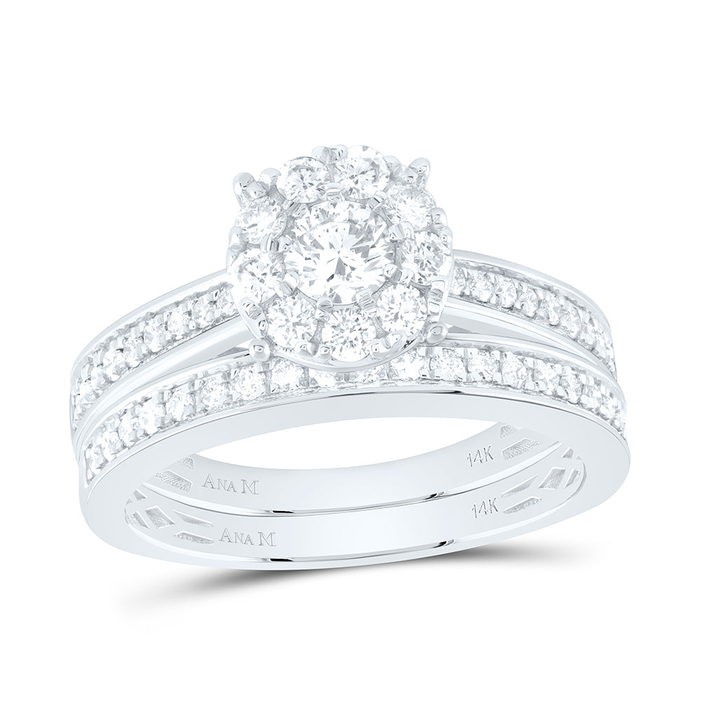 14K Yellow or White Gold 1 3/4 Ctw Natural Diamond 1/4 Ct-Crd, Round Trio Set, Womens Size: 5-9, Mens Size: 8-12