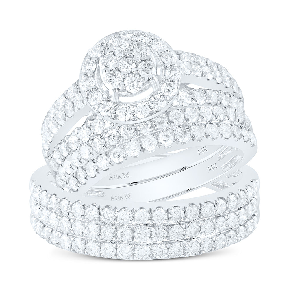 14K Yellow Or White Gold 2 1/2Cttw Natural Diamond Round Trio Set