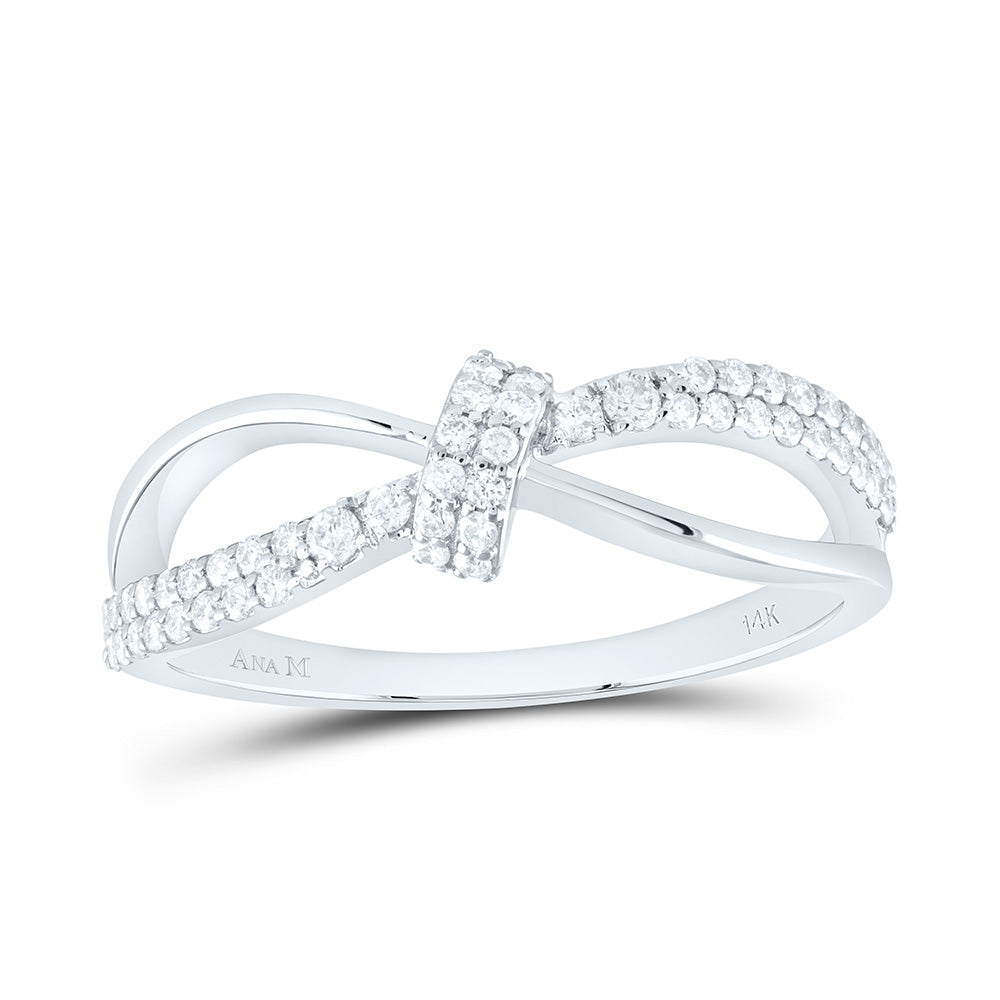 14K Yellow Or White Gold 1/3Cttw Natural Diamond Criss Cross Fashion Ring
