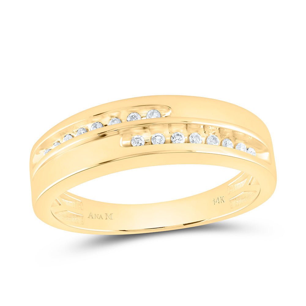 14K Yellow or White Gold 5/8 Ctw Natural Diamond Round Trio Set, Womens Size: 5-9, Mens Size: 8-12