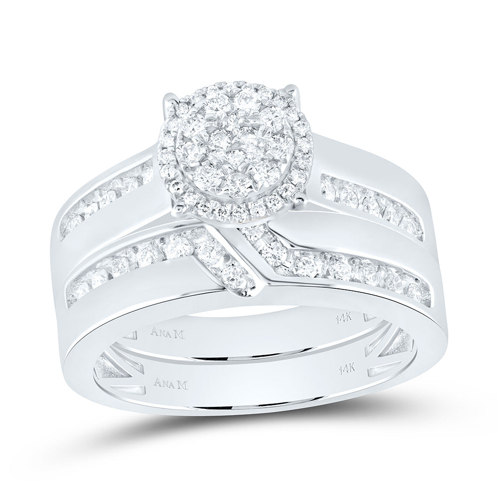 14K White Gold 5/8 Ctw Natural Diamond Round Trio Set, Womens Size: 5-9, Mens Size: 8-12