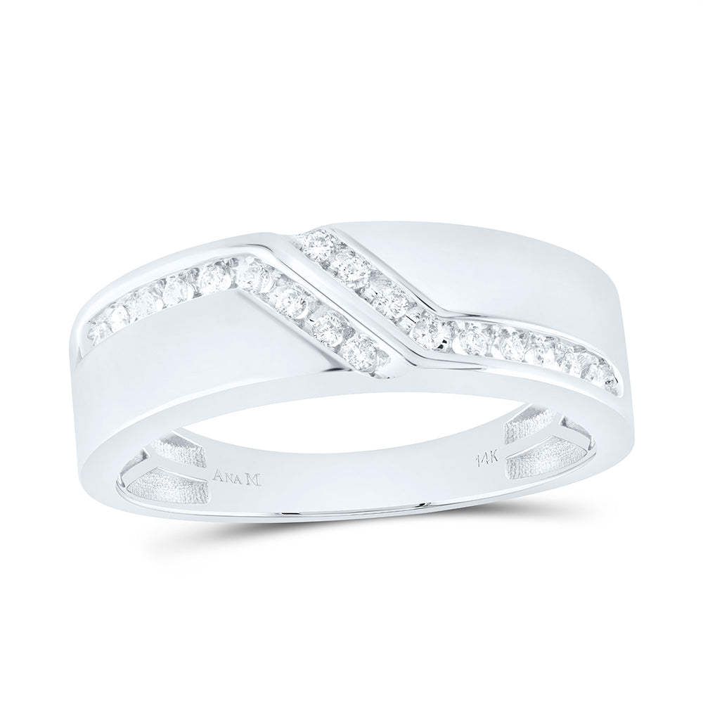 14K White Gold 5/8 Ctw Natural Diamond Round Trio Set, Womens Size: 5-9, Mens Size: 8-12