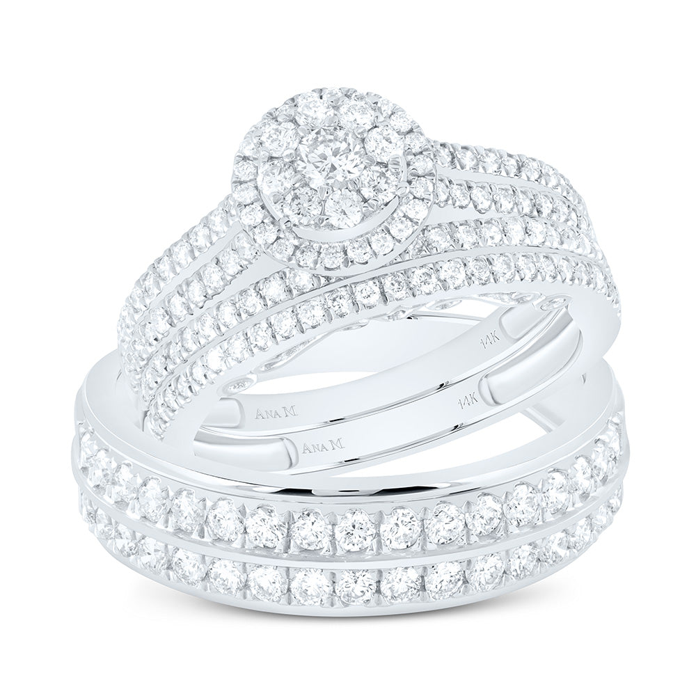 14K Yellow Or White Gold 1 5/8Cttw Natural Diamond Round Trio Set