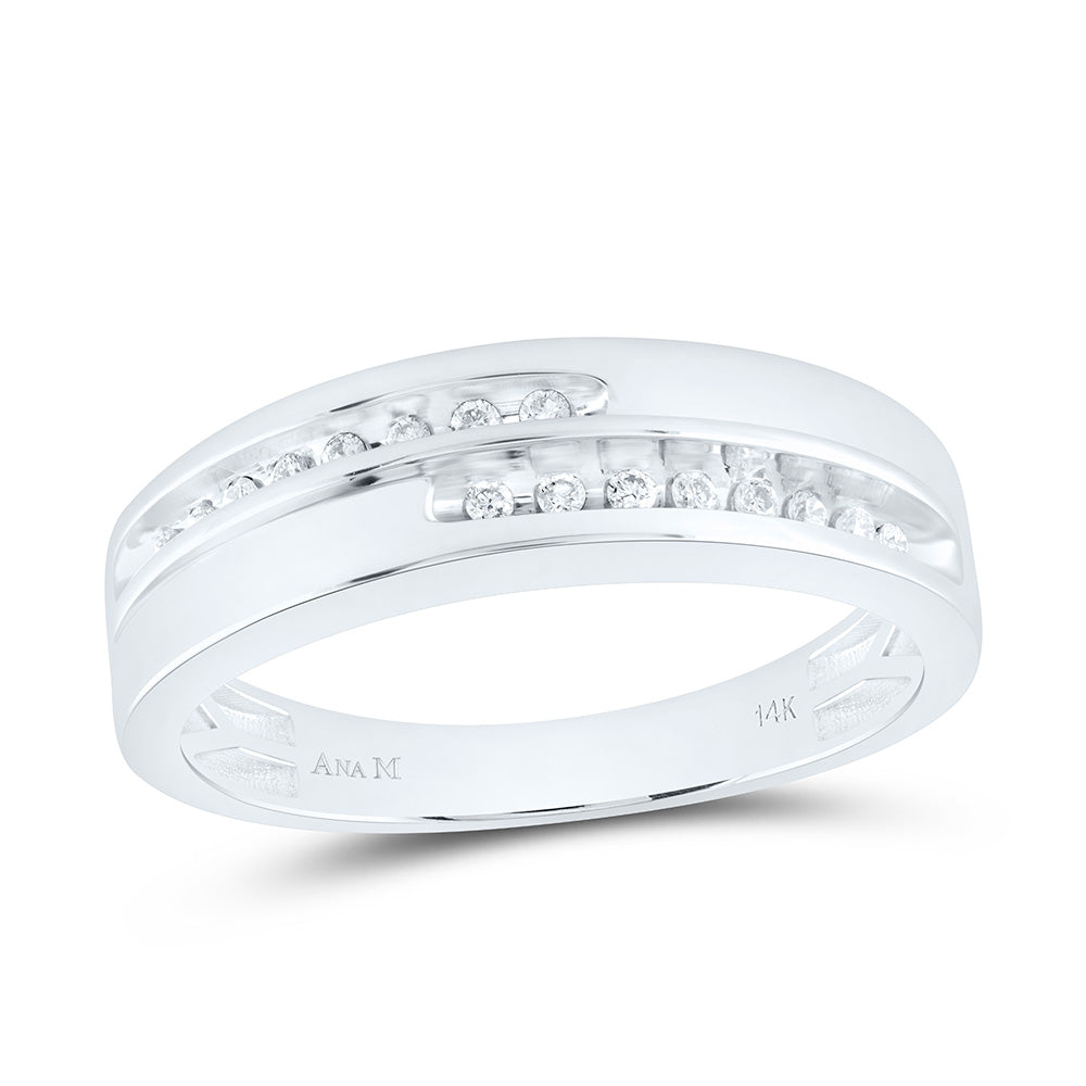 14K Yellow or White Gold 5/8 Ctw Natural Diamond Square Trio Set, Womens Size: 5-9, Mens Size: 8-12