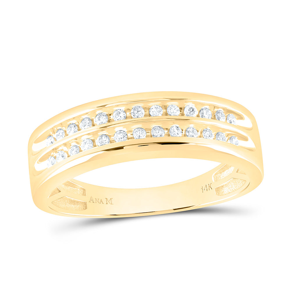 14K Yellow Gold 5/8 Ctw Natural Diamond Square Trio Set, Womens Size: 5-9, Mens Size: 8-12
