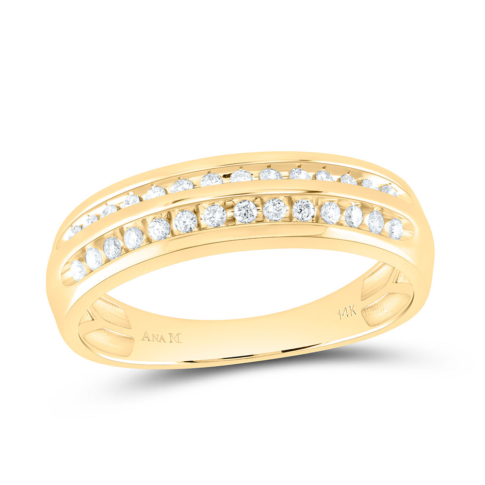 14K Yellow or White Gold 7/8 Ctw Natural Diamond Square Trio Set, Womens Size: 5-9, Mens Size: 8-12