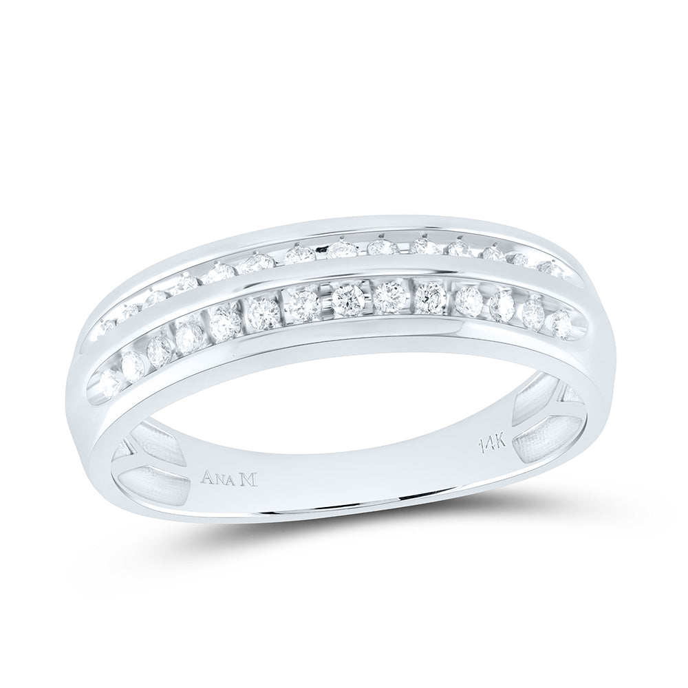 14K Yellow or White Gold 7/8 Ctw Natural Diamond Square Trio Set, Womens Size: 5-9, Mens Size: 8-12