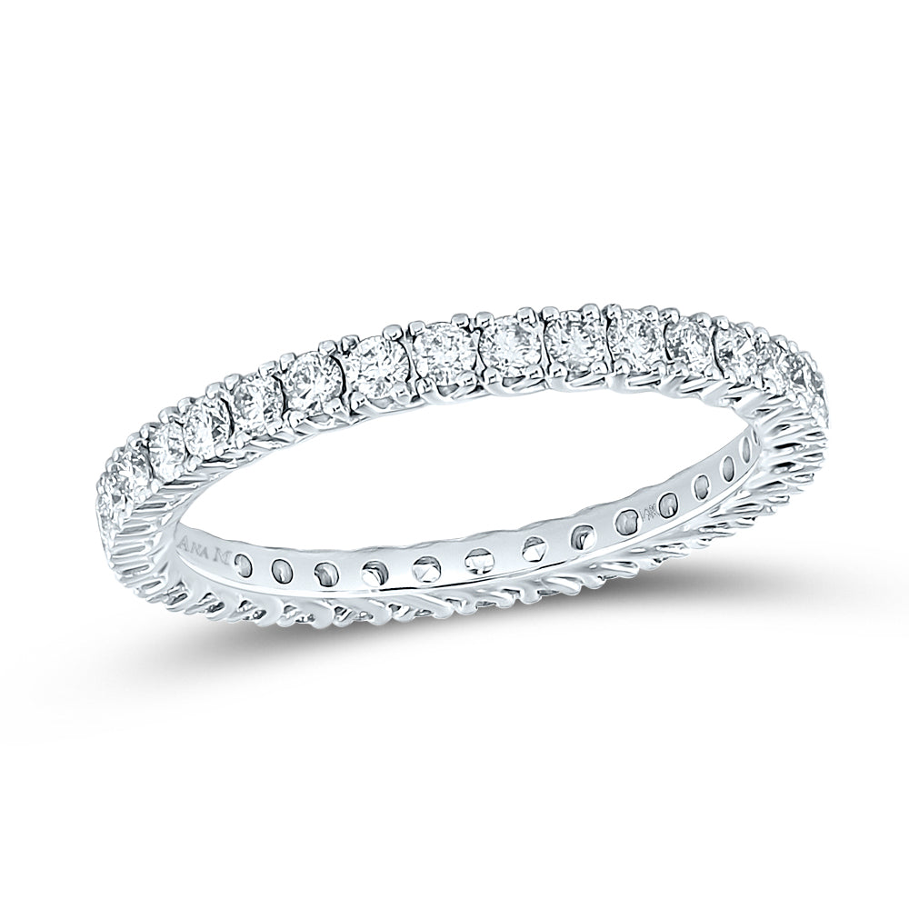 10K White Gold 1 Ctw Natural Diamond Eternity Band, Womens Size: 5-9