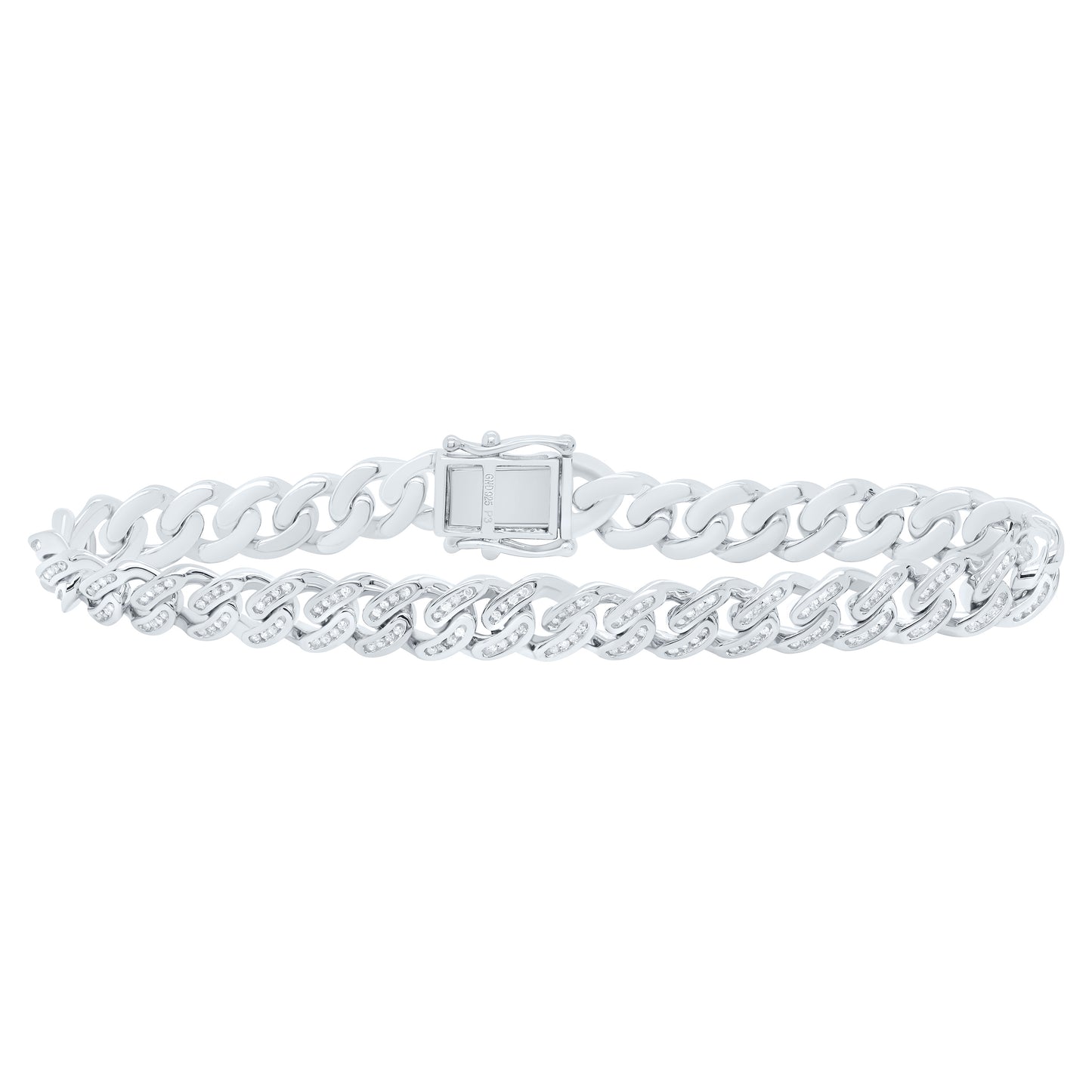 Sterling Silver Yellow-Tone or White-Tone 1 Ct Natural Diamond 8MM Gift Cuban Bracelet (8 Inch)