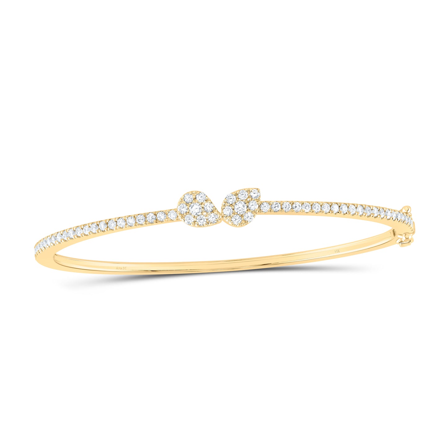 14K Yellow or White Gold 1 Ctw Natural Diamond Fashion Bangle (60X50MM)