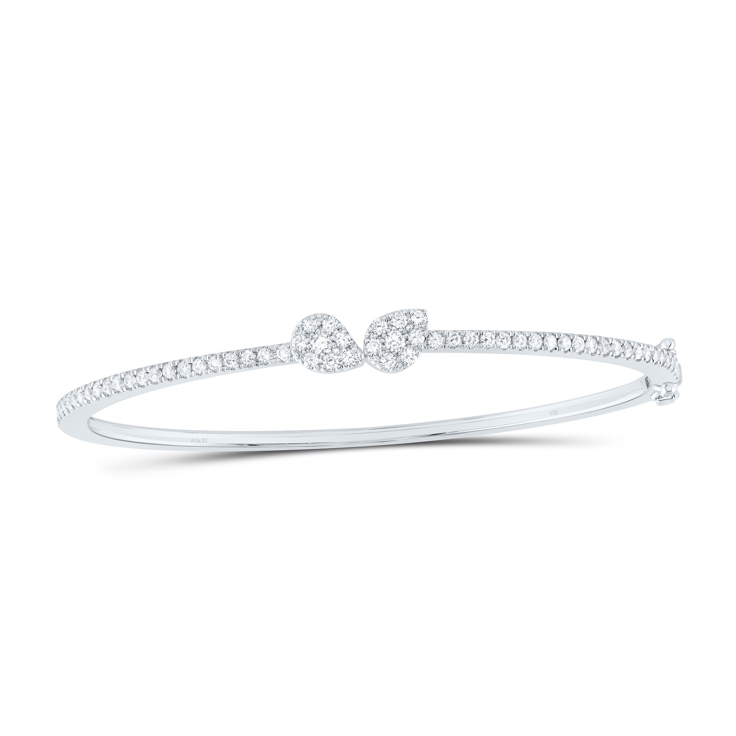 14K Yellow or White Gold 1 Ctw Natural Diamond Fashion Bangle (60X50MM)