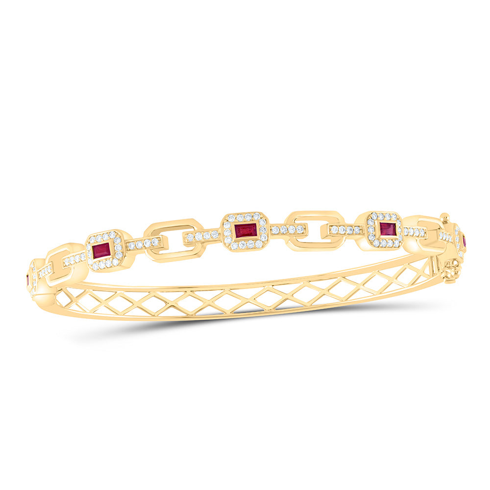 14K Yellow or White Gold 1/2 Ctw Diamond Baguette Natural Gem Bangle (60X50MM)