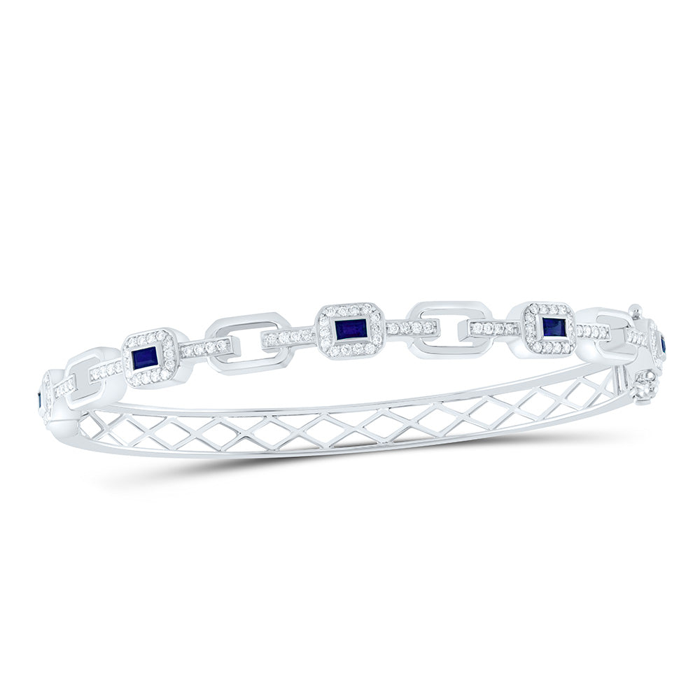 14K Yellow or White Gold 1/2 Ctw Diamond Baguette Natural Gem Bangle (60X50MM)
