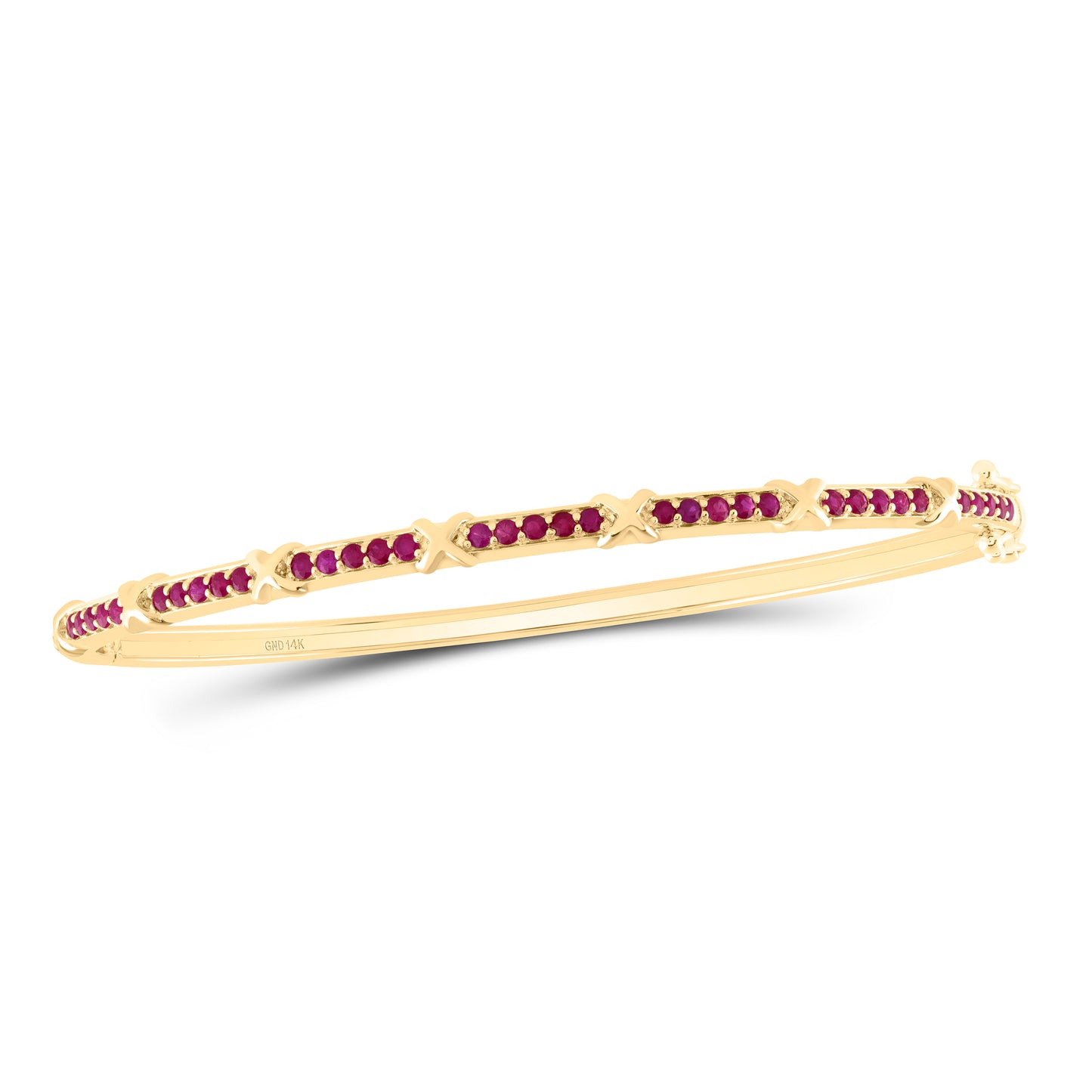 14K Yellow Or White Gold Round Natural Gem Bangle (60X50MM)