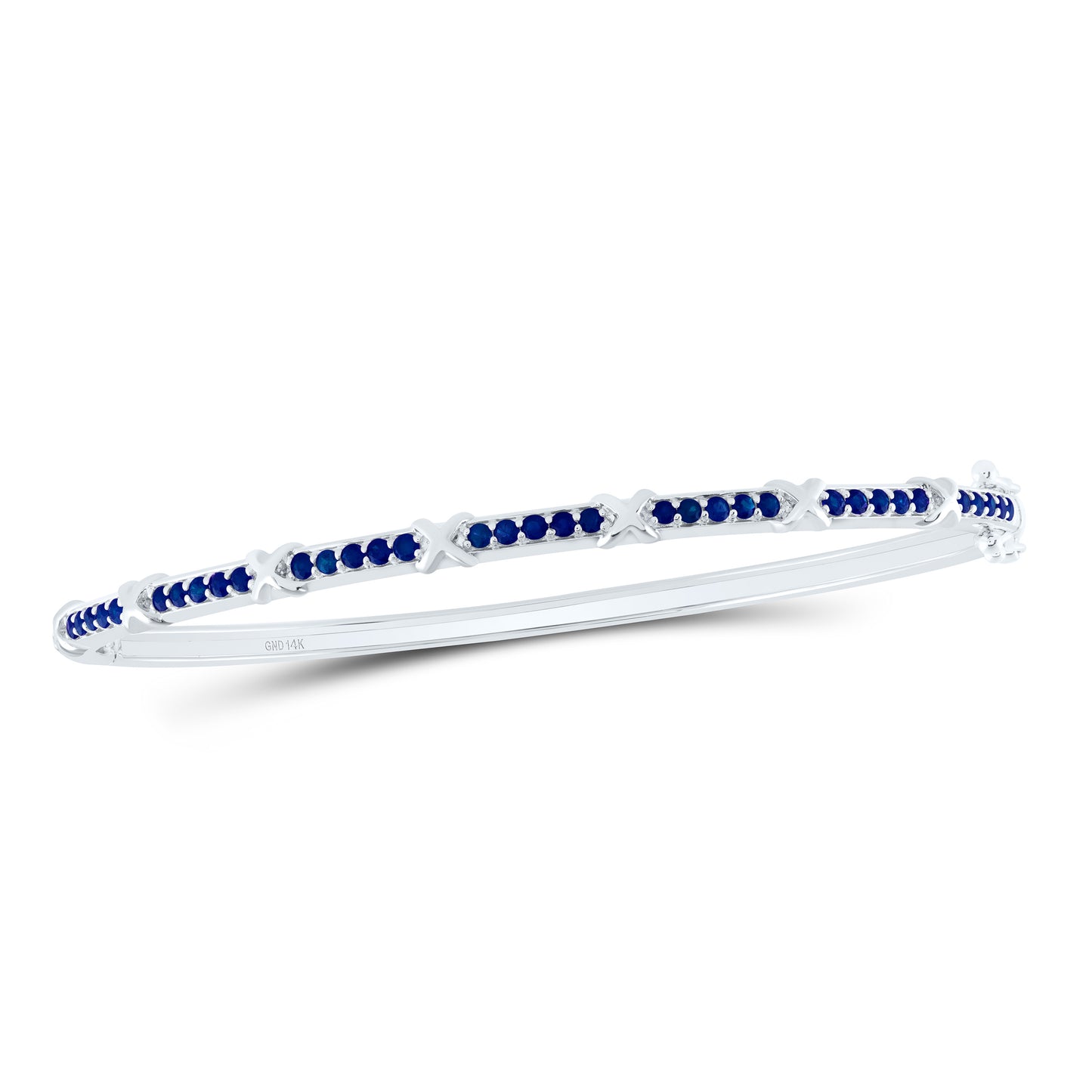 14K Yellow Or White Gold Round Natural Gem Bangle (60X50MM)