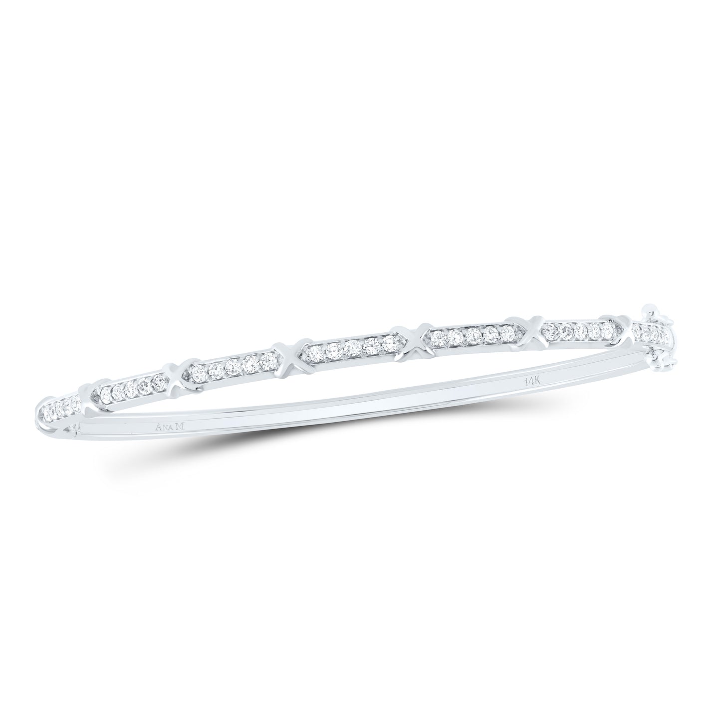 14K Yellow or White Gold 3/4 Ctw Natural Diamond Fashion Bangle (60X50MM)