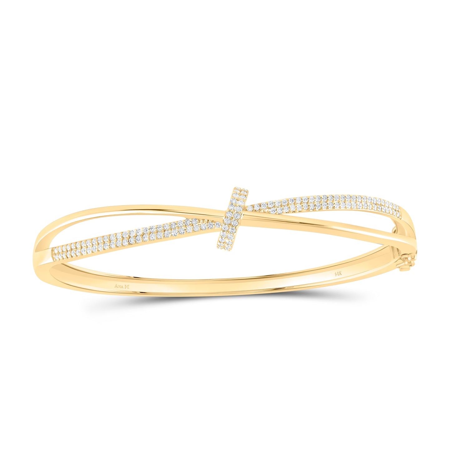 14K Yellow Gold 1/2 Ctw Natural Diamond Fashion Bangle (60X50MM)