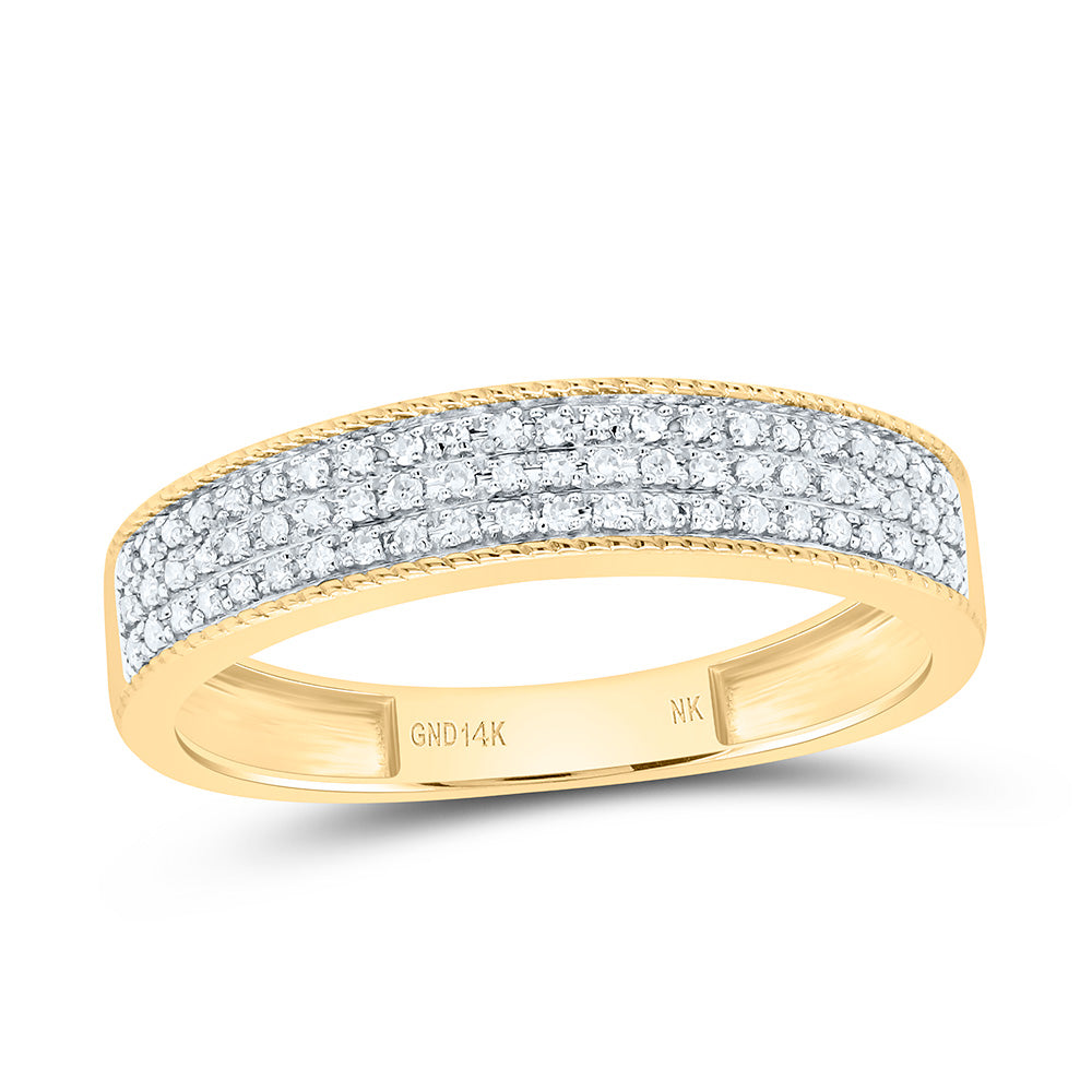 14K Yellow or White Gold 5/8 Ctw Natural Diamond Fashion Round Trio Set, Womens Size: 5-9, Mens Size: 8-12