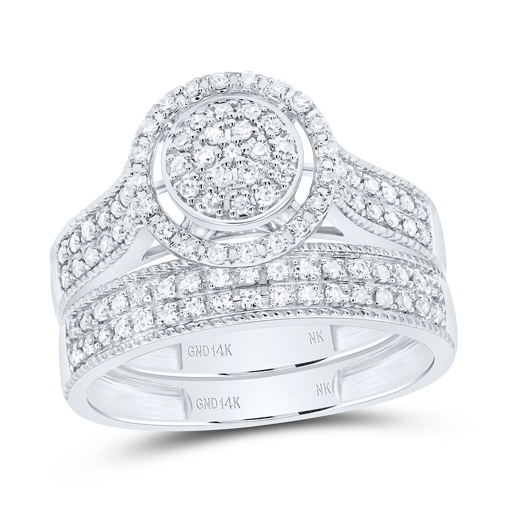 14K Yellow or White Gold 5/8 Ctw Natural Diamond Fashion Round Trio Set, Womens Size: 5-9, Mens Size: 8-12
