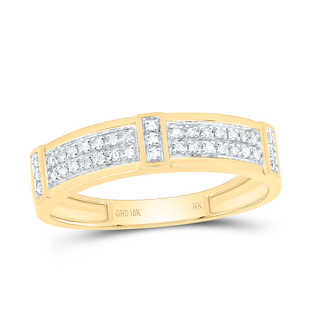 10K Yellow or White Gold 1/2 Ctw Natural Diamond Fashion Hexagonal Trio Set, Womens Size: 5-9, Mens Size: 8-12
