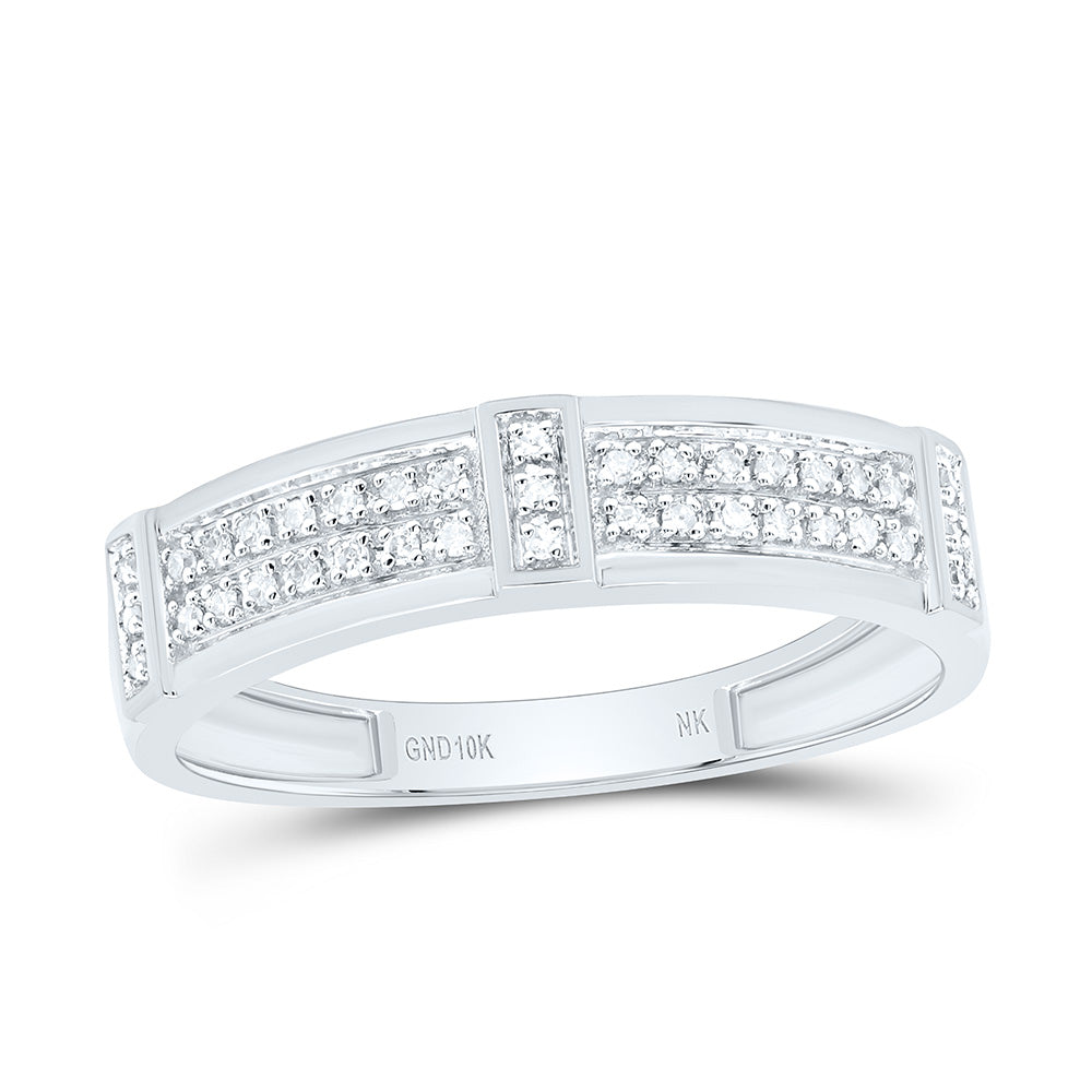 10K Yellow or White Gold 1/2 Ctw Natural Diamond Fashion Hexagonal Trio Set, Womens Size: 5-9, Mens Size: 8-12