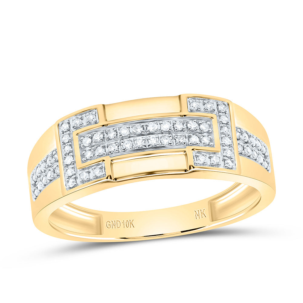 10K Yellow or White Gold 3/4 Ctw Natural Diamond Fashion Round Trio Set, Womens Size: 5-9, Mens Size: 8-12